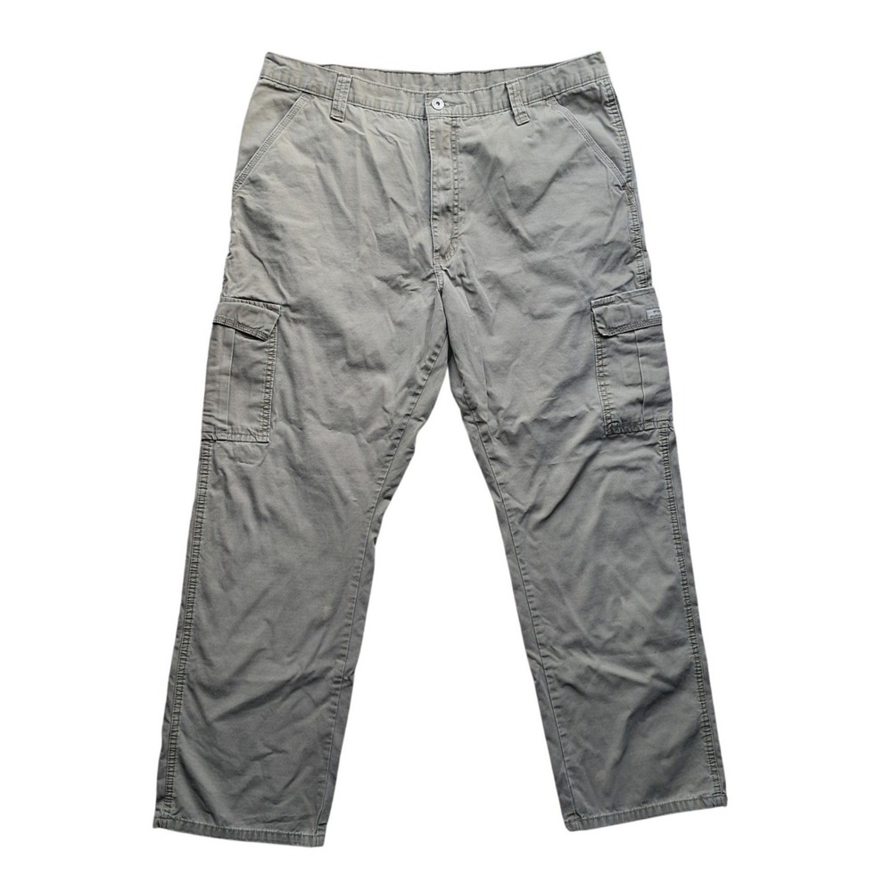 Wrangler Mens Cargo Pants Grey Tan 100% Cotton Utility Workwear 38x32 (31)
